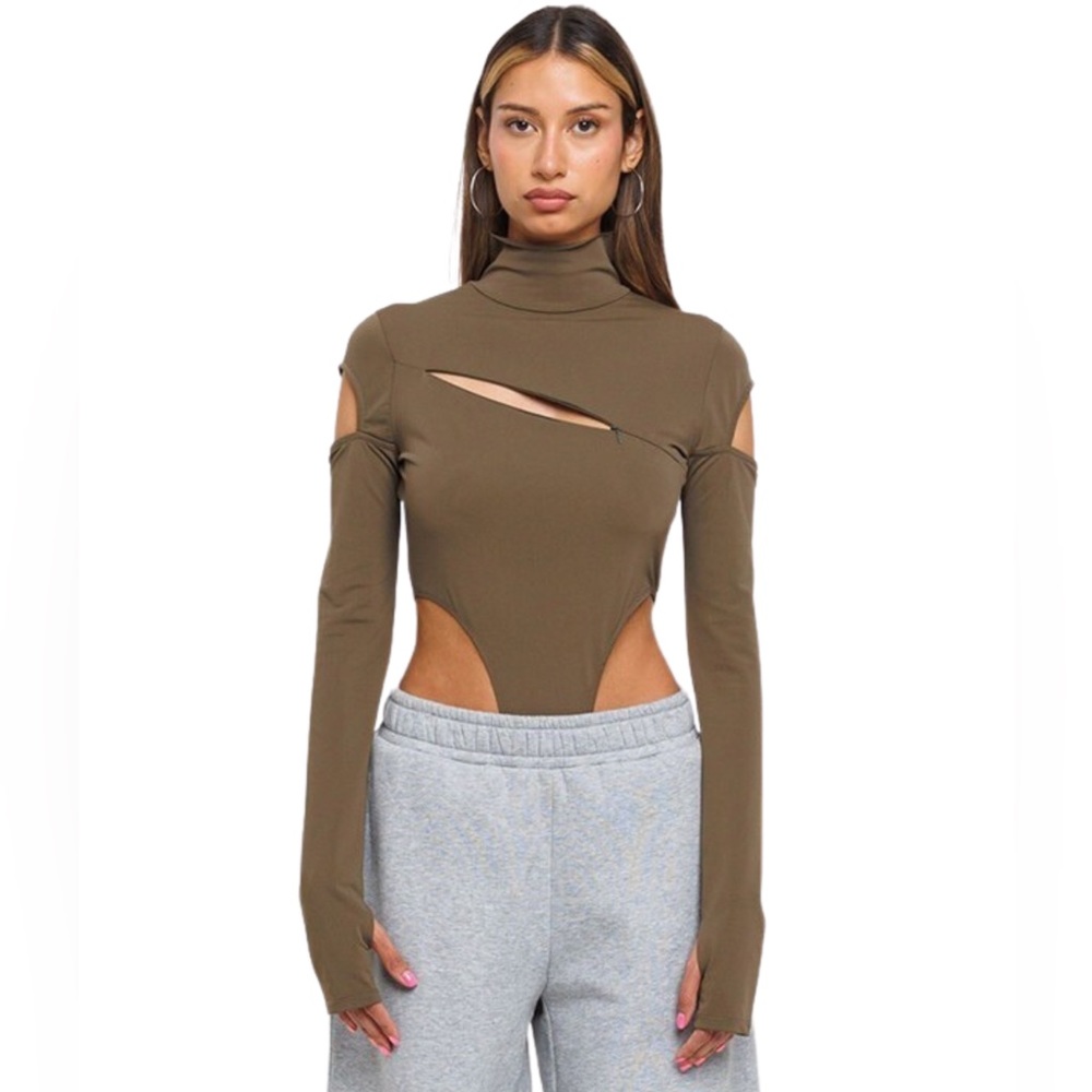 Olive cut out bodysuit
